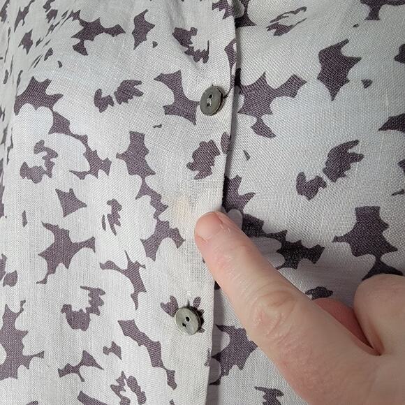J Jill Love Linen Essential Shirt Women’s XL White Gray Floral Button Front Top - Picture 3 of 10